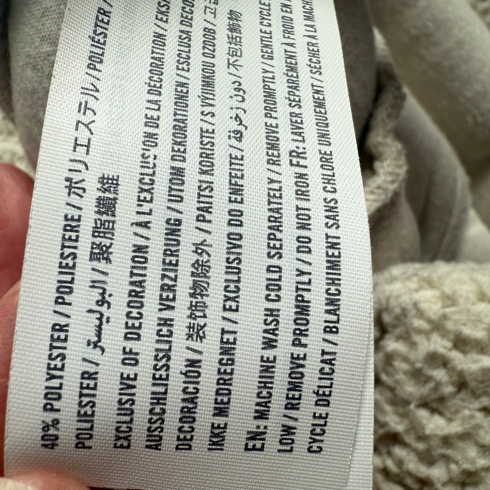 Hollister Sherpa Fleece Teddy Shacket Ivory Button Front Men M Preppy Y2K School - Picture 6 of 7